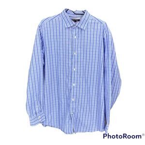 Banana Republic Men's Slim Fit Check Plaid Button Down Shirt Sz XL Blue Non Iron